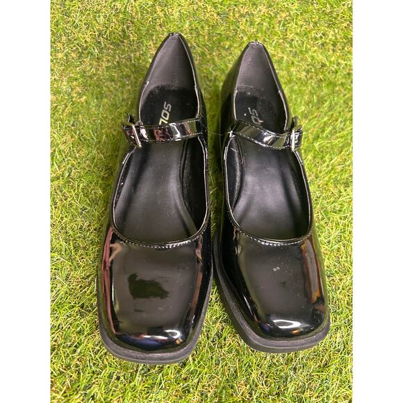 Soda Black Patent Mary Jane Block Heel Shoes Square Toe Chunky Size 8.5 - Picture 9 of 9
